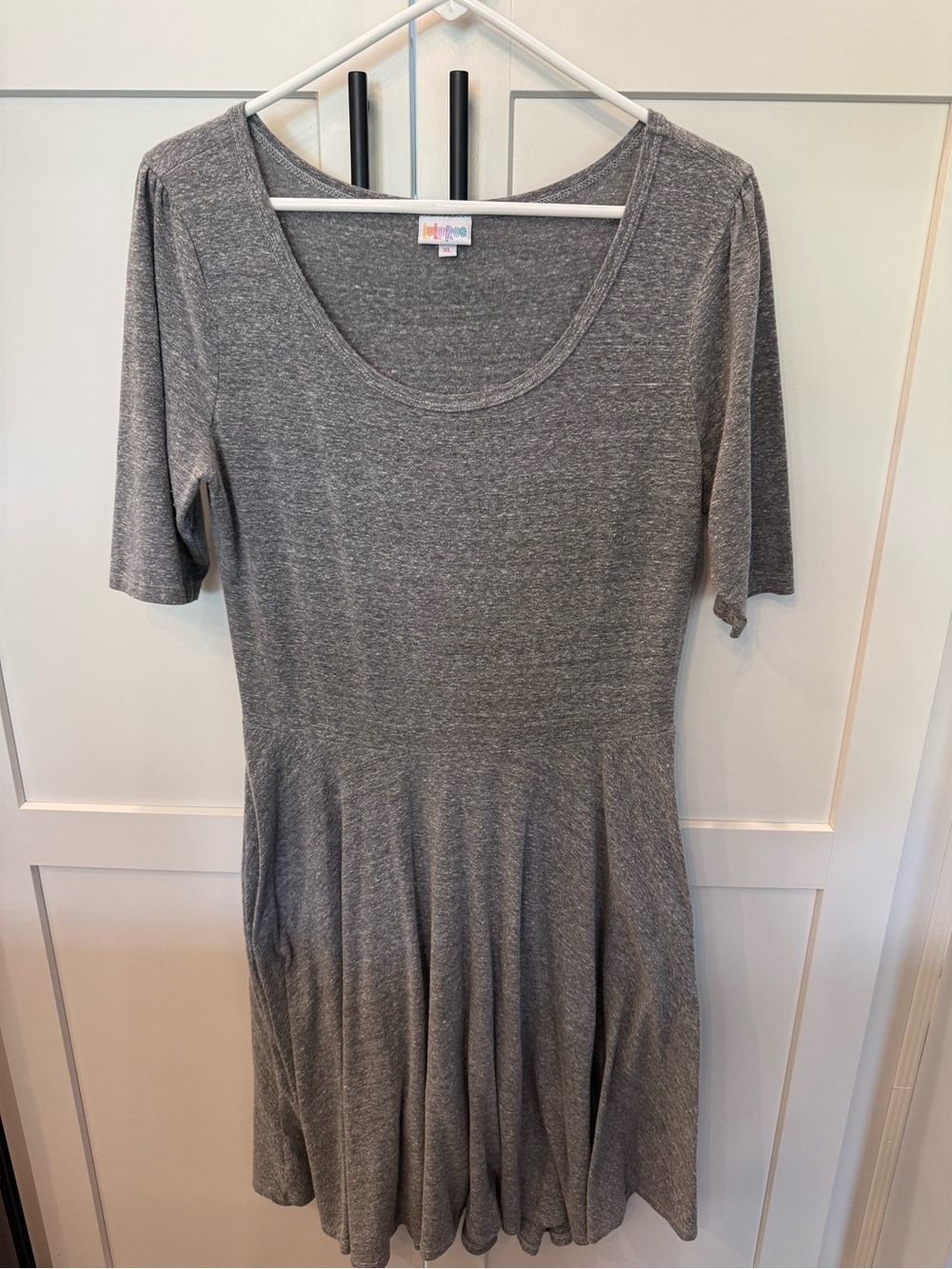 LuLaRoe Heather Gray Scoop Neck Midi Dress